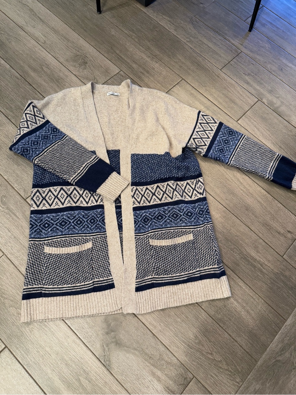 Pink Clover Cream Knit Open Cardigan